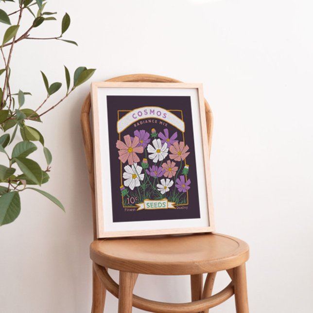 Poster des paquets de graines de fleurs Cosmos (vi (Créateur téléchargé)