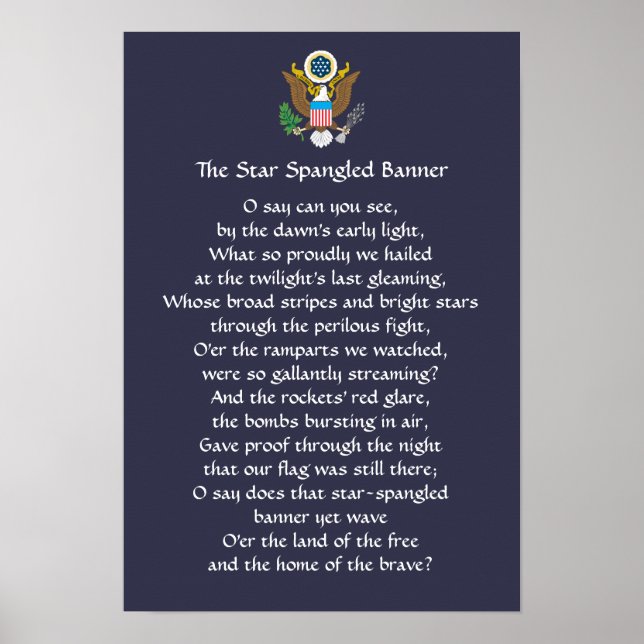 Poster des paroles de la bannière étoilée (Devant)