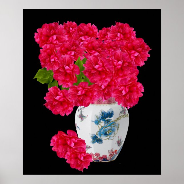 Poster des Peonies Roses Profondes (Devant)