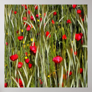 Poster Des Pépites Rouges Dans Une Peinture En Champ Roul