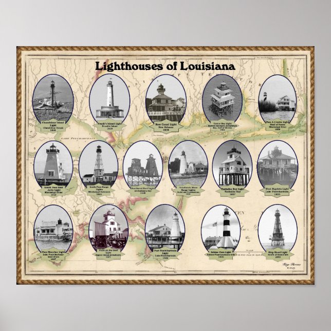 Poster des phares de Louisiane (Devant)