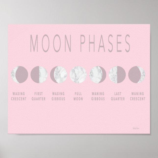 Poster des Phases de la Lune de marbre rose (Devant)
