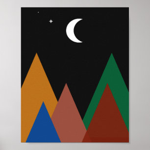 Poster Des pics silencieux sous une photo de lune de croi