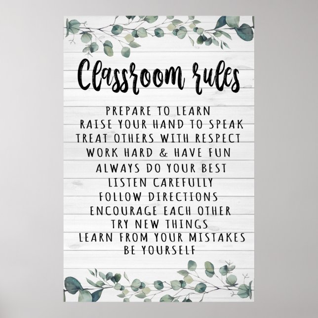 Poster des règles de classe (Devant)