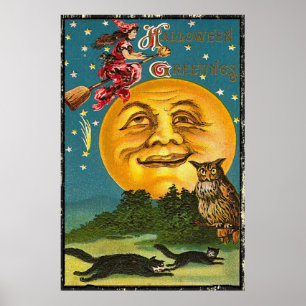 Poster des salutations Vintages d'Halloween