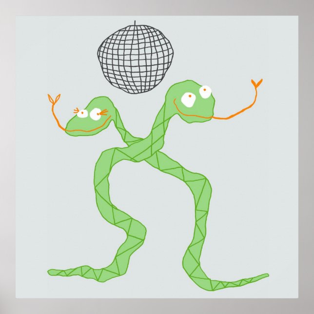 Poster des serpents disco en vert (Devant)