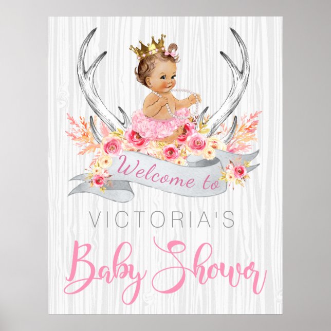 Poster des signes Baby showers pour filles (Devant)