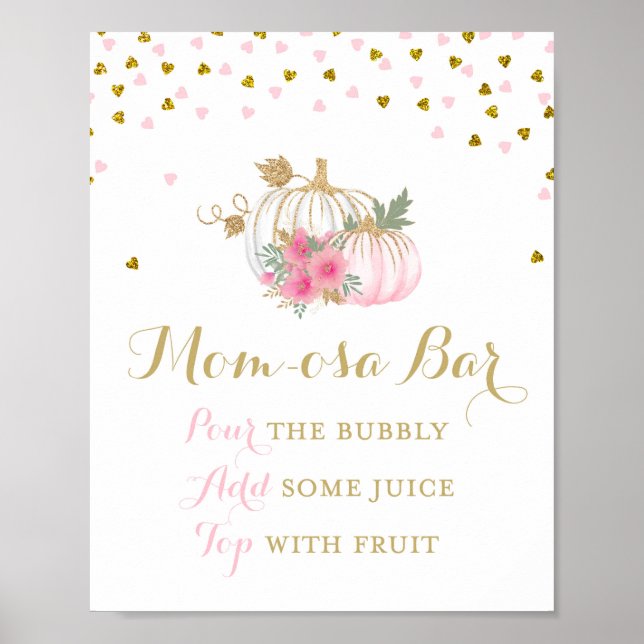 Poster des signes Citrouilles rose et or 8x10" (Devant)