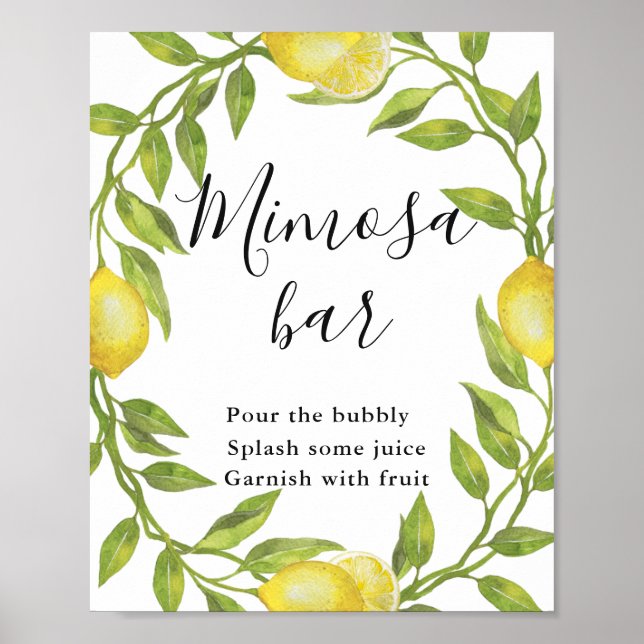 Poster des signes de citrons en fleurs de verdure  (Devant)