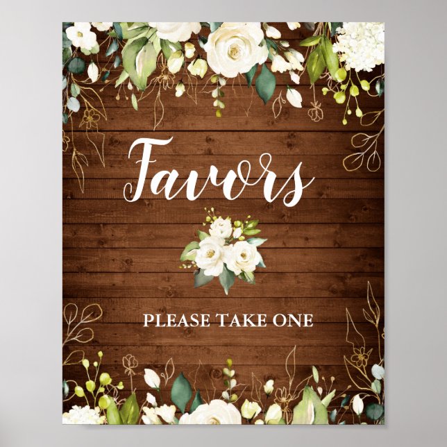 Poster des signes de mariage floral rose & blanc (Devant)