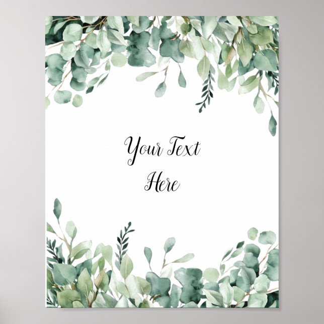 Poster des signes Eucalyptus Vert Aquarelle Person (Devant)