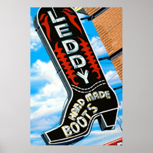 Poster des signes rétro néon du magasin Leddy Boot
