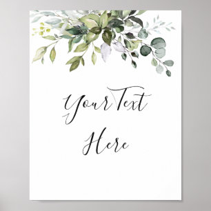 Poster des signes vert Eucalyptus Aquarelle
