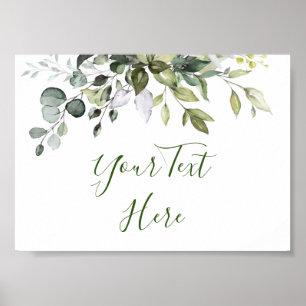 Poster des signes vert Eucalyptus Aquarelle