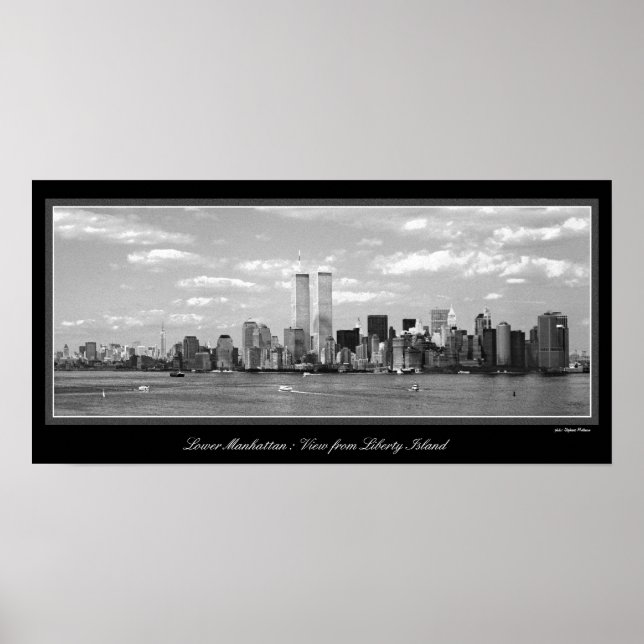 Poster des tours jumelles en noir et blanc (Devant)