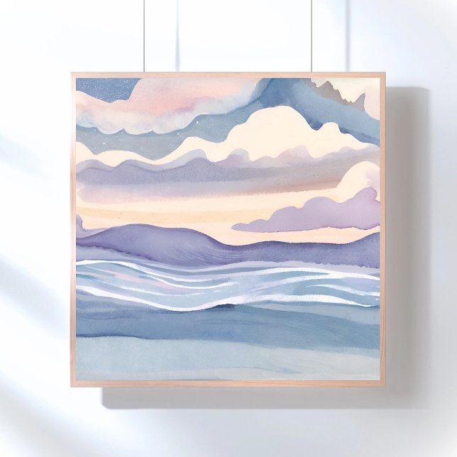 Poster Des vagues océaniques rêvées | Peinture aquarelle (Créateur téléchargé)