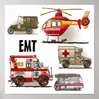 Poster des véhicules ambulanciers EMT