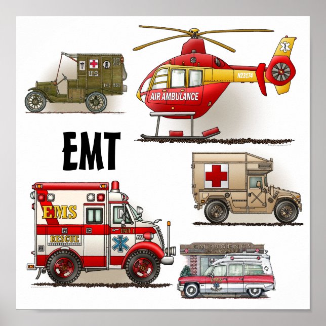 Poster des véhicules ambulanciers EMT (Devant)