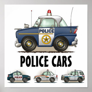 Poster des véhicules de police d'application de la