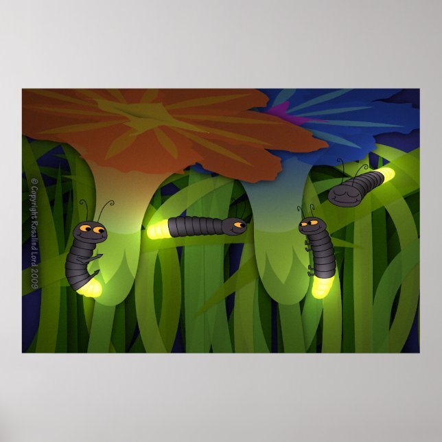 Poster des vers lumineux à la nuit (Devant)