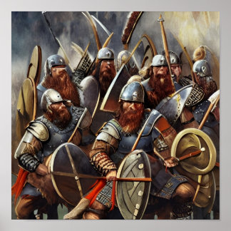 Poster Des Vikings Qui S'Engagent Dans La Bataille