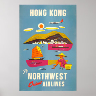 Poster des Vintage voyage de Hong Kong