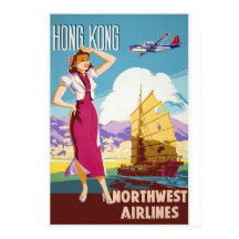 Poster des Vintage voyage de Hong Kong