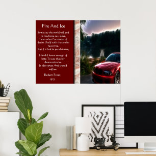 Poster des voitures rouge chaud et feu et glace