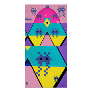 Poster Descending on a Memphis Designed Planet