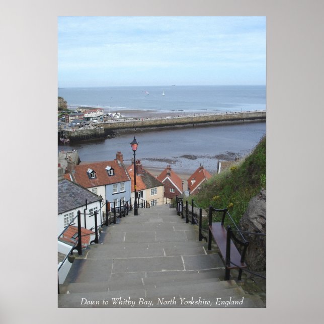 Poster Descente à Whitby Bay, North Yorkshire, Angleterre (Devant)