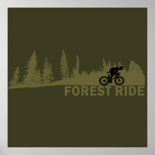 Poster Descente VTT en forêt Vélo de montagne