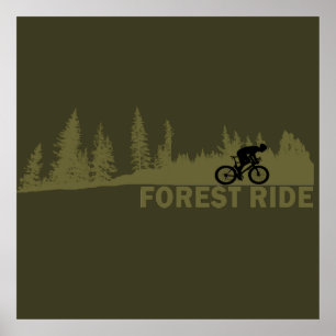 Poster Descente VTT en forêt Vélo de montagne