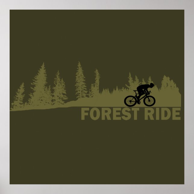 Poster Descente VTT en forêt Vélo de montagne (Devant)