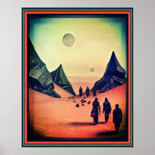 Poster Désert Alien Imaginaire rouge foncé