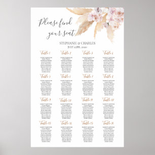 Poster Desert boho chic Wedding Seating Chart