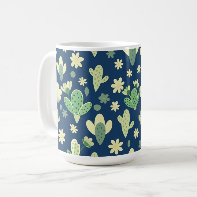 Poster Desert Cactus & Succulent Pattern Coffee Mug (Front Left)
