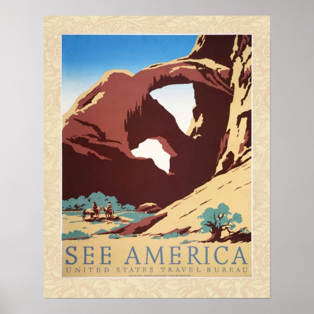 Poster Désert de Cowboy Chevaux Vintages de l'Ouest (Devant)