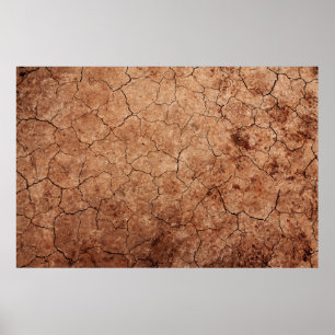 Poster Désert de fissures d'érosion fissurées