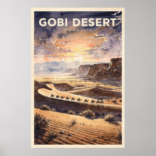 Poster Désert de Gobi Mongolie Voyage Vintage