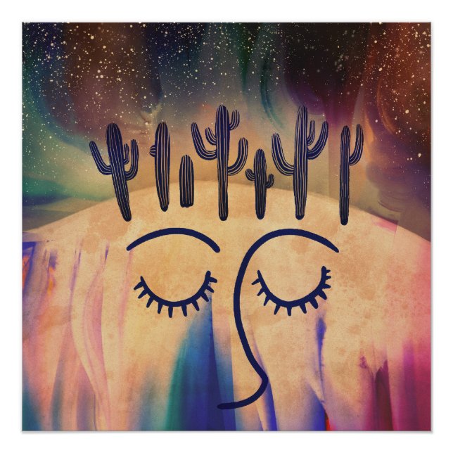 Poster Desert Dreamscape (Surreal Saguaro Cactus Art) (Devant)