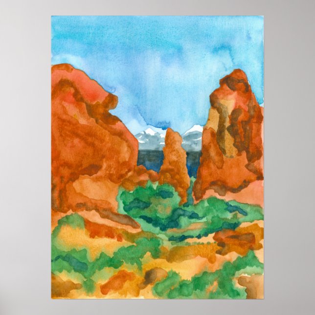 Poster Désert du Sud-Ouest Red Rock Mountains Utah (Devant)