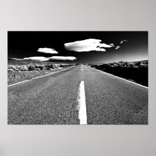 Poster Desert Road en noir et blanc