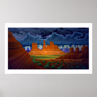 Poster Desert Scène paysage à l'affiche de nuit