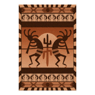 Poster Désert Sun Cactus Kokopelli Sud-ouest