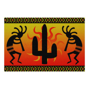 Poster Désert Sun Cactus Kokopelli Sud-Ouest