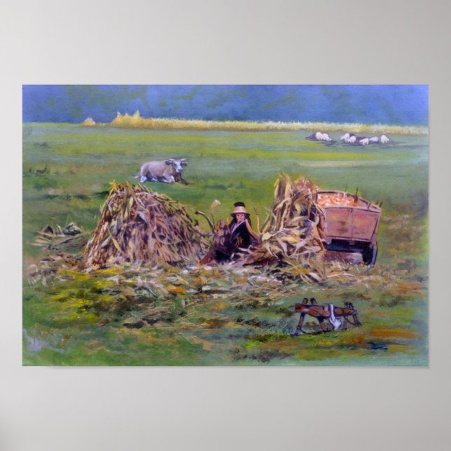 Poster Desgranando el maíz/Shelling corn (Devant)