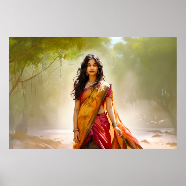 Poster Desi dans une peinture sari (Devant)