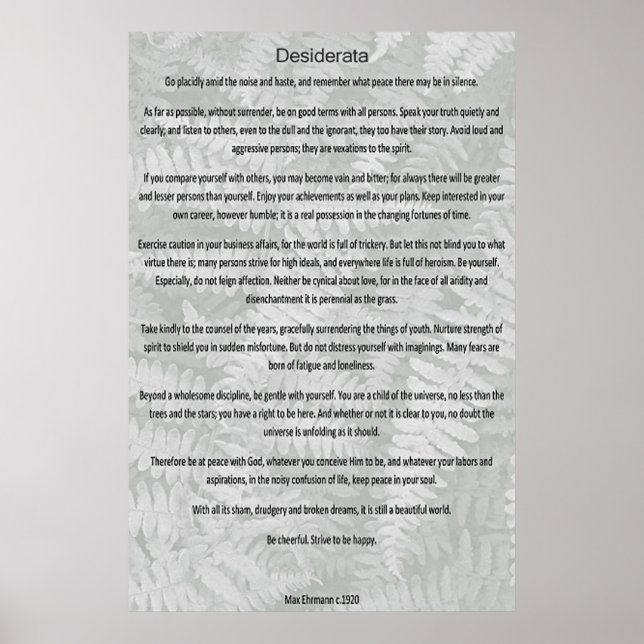 Poster Desiderata (Devant)