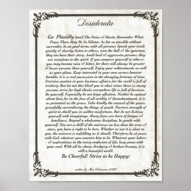 Poster DESIDERATA (Devant)