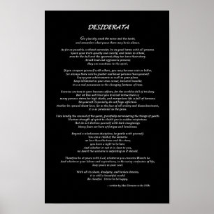 Poster Desiderata Black
